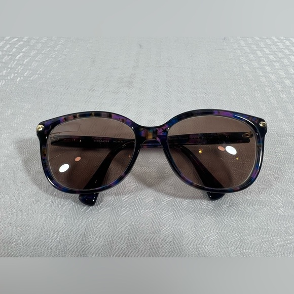 5007: Coach HC8132 Confetti Purple Sunglasses w/ Case has some scratches - Picture 2 of 8